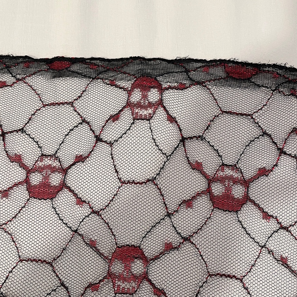 4 yards Red and Black Skull Pattern Lace Fabric